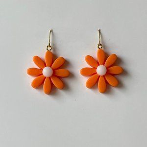 Orange and White Daisy Earrings - Handmade with Resin